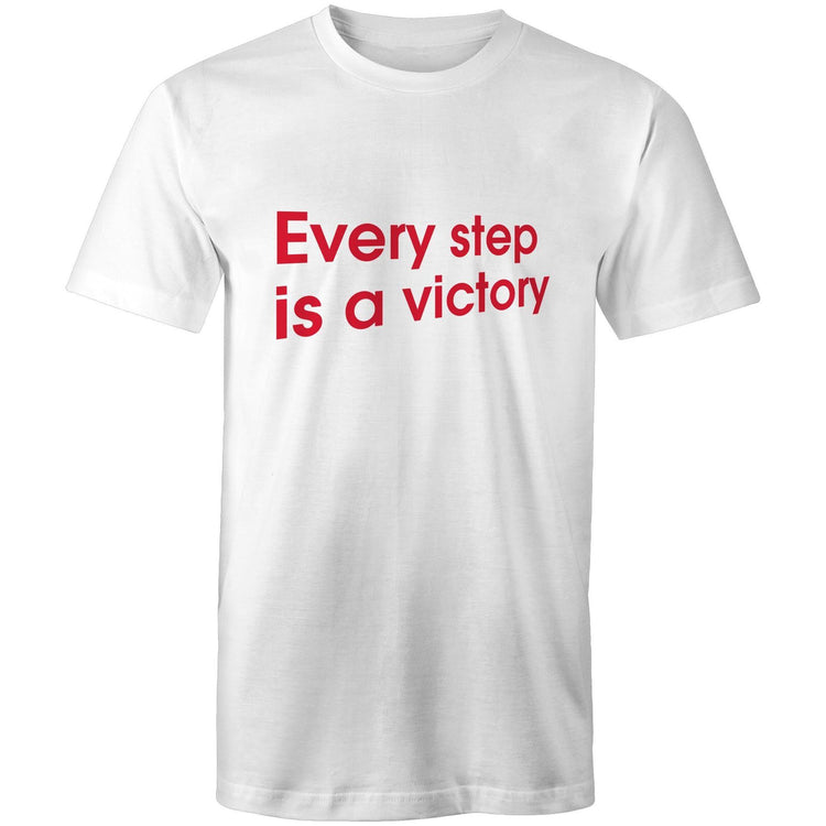 White Heart Foundation unisex style every step is a victory t-shirt, designed to encourage people to stay active and keep walking.