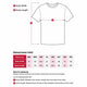 Heart Foundation organic cottomn t-shirt size chart. Features how to measure instructions.