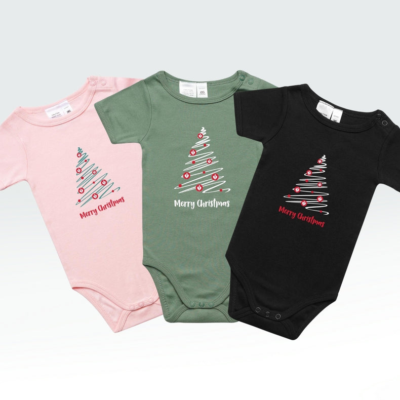 Christmas Tree of Hearts - baby onesie