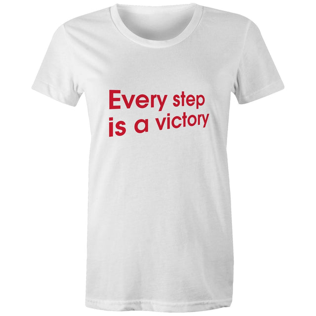 White Heart Foundation every step is a victory t-shirt, designed to encourage people to stay active and keep walking.