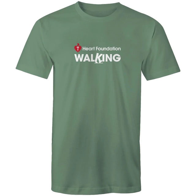 Unisex style sageHeart Foundation Walking centre chest logo t-shirt featured on white background.
