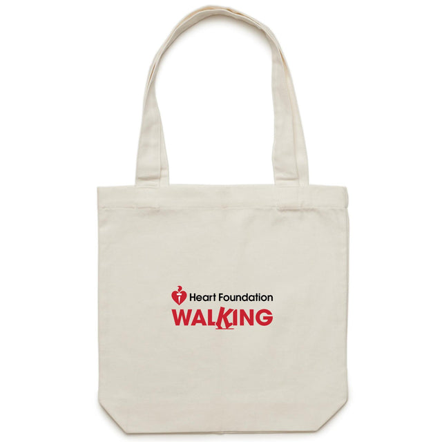 Cream tote bag with Heart Foundation Walking logo.