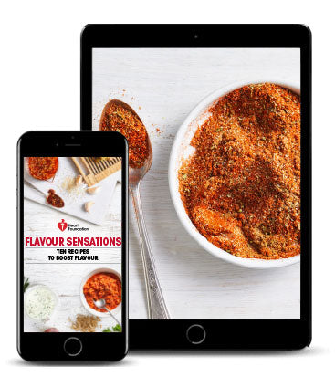 Heart Foundation Flavour Sensations recipe ebook displayed on mobile and tablet screens