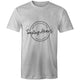 Mens/unisex short sleeve grey marle Heart Foundation t-shirt with Saving hearts print to centre chest.