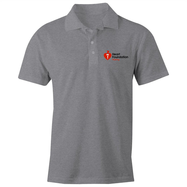 Light grey marle Heart Foundation unisex polo shirt featuring Walking logo.
