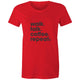 Women's short sleeve red Heart Foundation t-shirt with Walk.Talk.Coffee.Repeat print to centre chest.