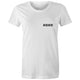 Women's short sleeve white Heart Foundation t-shirt with XOXO print to left chest.