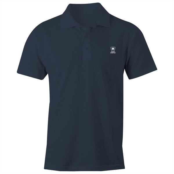 Navy Heart Foundation unisex polo shirt featuring Heart warrior design in white print.