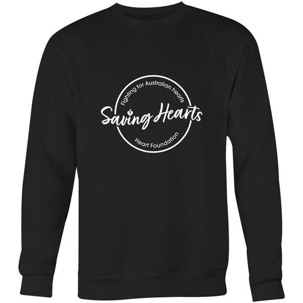 Black Heart Foundation unisex sweatshirt featuring Saving hearts design in white print.
