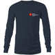 Mens/Unisex Navy Long Sleeve T-Shirt with Heart Foundation Walking logo to left chest. 
