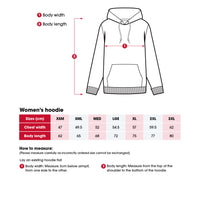 Heart Foundation women's hoodie size chart including 'How to measure' instructions.