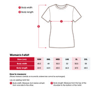 Heart Foundation women's t-shirt size chart including 'How to measure' instructions.