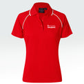 Heart Foundation Walking women's short sleeved polo shirt, showing white collar accents on raglan sleeve seam and collar.