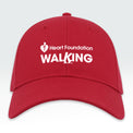 Red cap with Heart Foundation Walking logo on a white background