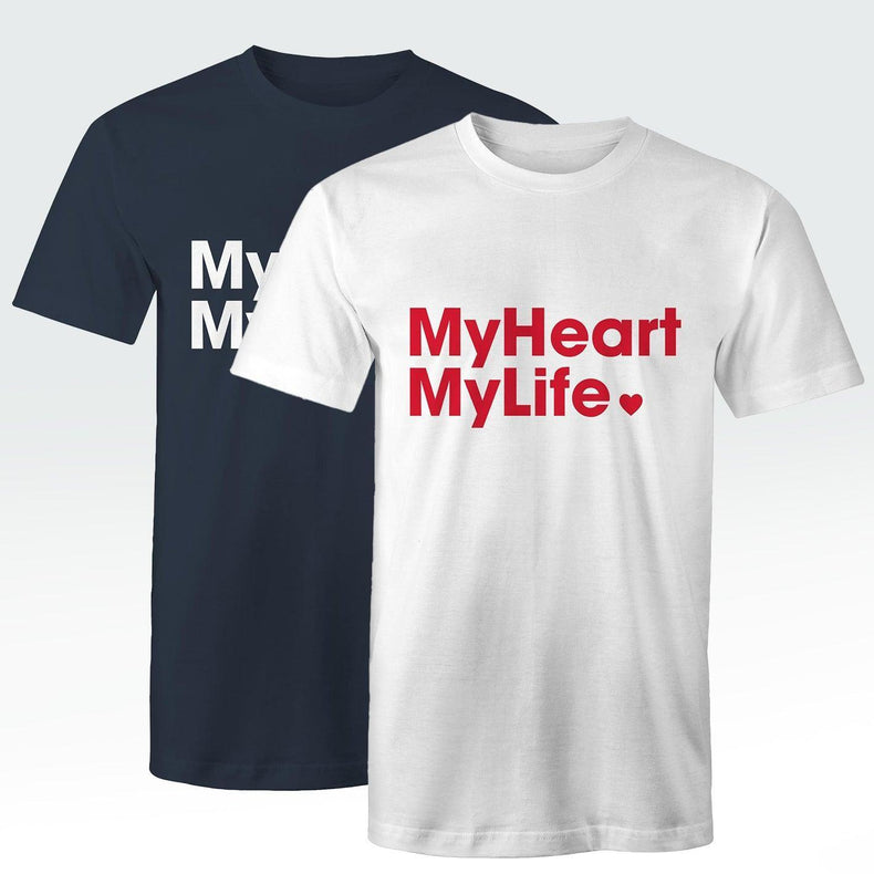 Heart Foundation's MyHeart MyLife unisex style t-shirt developed to promote the MyHeart MyLife support program for those recovering from a heart event.