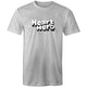 Grey marle  mens/unisex short sleeve Heart Foundation t-shirt with Heart hero print to centre chest.