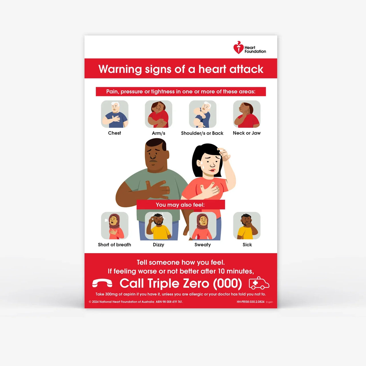 Warning Signs of heart attack action plan (magnet) | Heart Foundation ...