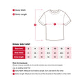 Kids short sleeve t-shirt size chart with how to measure instructions.