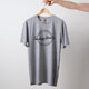 Mens/unisex short sleeve grey marle Heart Foundation t-shirt displayed on hanger with Saving hearts print to centre chest.