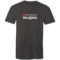 Unisex style white Heart Foundation Walking centre chest logo t-shirt featured on white background.