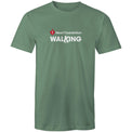 Unisex style sageHeart Foundation Walking centre chest logo t-shirt featured on white background.