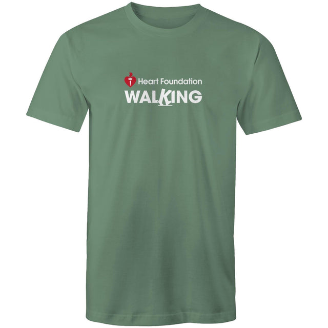 Unisex style sageHeart Foundation Walking centre chest logo t-shirt featured on white background.