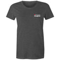 Women's grey marle Heart Foundation Walking small logo t-shirt featured on white background.