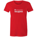 Red t-shirt with 'Heart Foundation Walking' text on a white background