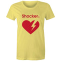 Yellow Heart Foundation t-shirt featuring heart with lightening bolt on white background