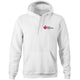 White unisex hoodie featuring Heart Foundation Walking logo