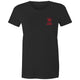 Heart Foundation women's black organic cotton t-shirt featuring Heart Warrior design in red print.