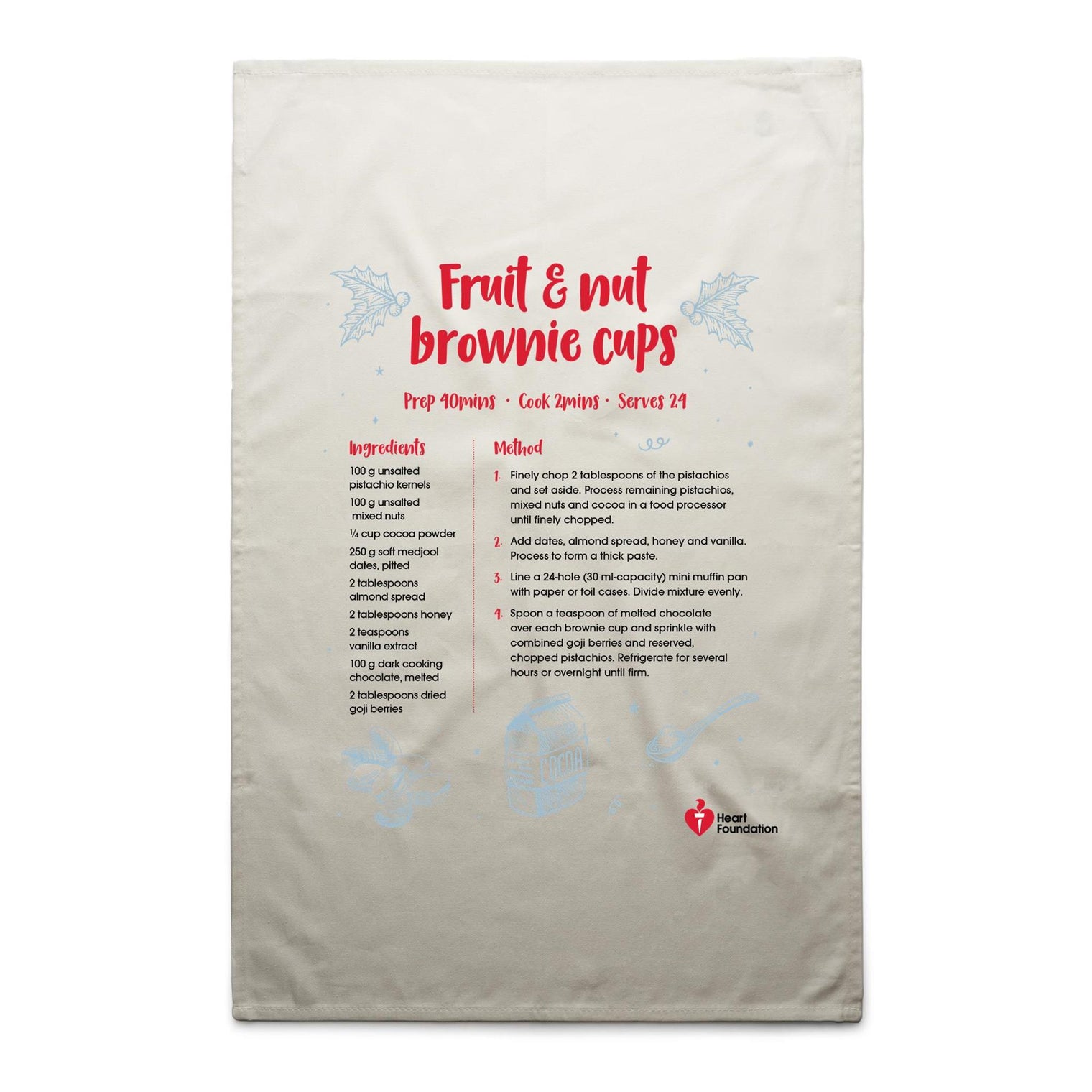 Fruit and Nut Brownie Cups Recipe - tea towel