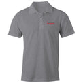 Unisex fit grey marle polo shirt featuring white Heart Foundation Walking logo on left chest.
