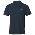 Unisex style navy polo shirt featuring white Heart Foundation Walking logo on left chest.