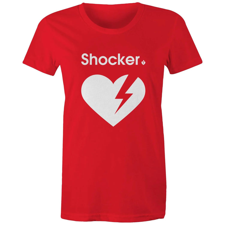 Red Heart Foundation t-shirt featuring heart with lightening bolt on white background