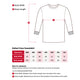 Size chart of 'Heart hero' vintage look Heart Foundation crew sweatshirt.