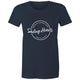 Women's short sleeve navy Heart Foundation t-shirt with Saving hearts print to centre chest.