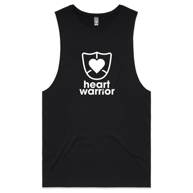 Black Heart Foundation mens tank with heart warrior design in white print.