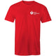 Mens/unisex red T-Shirt with white Heart Foundation Walking program logo left chest.