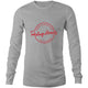 Grey marle mens/unisex long sleeve Heart Foundation t-shirt with Saving hearts print to centre chest.