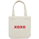 Heart Foundation cream canvas tote bag with XOXO design in red print on the front.