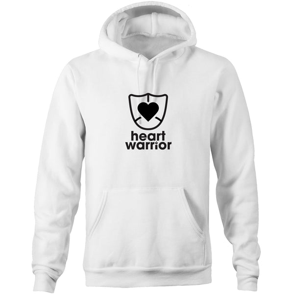 White Heart Foundation unisex hoodie featuring heart warrior design in black print