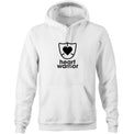 White Heart Foundation unisex hoodie featuring heart warrior design in black print