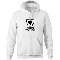 White Heart Foundation unisex hoodie featuring heart warrior design in black print