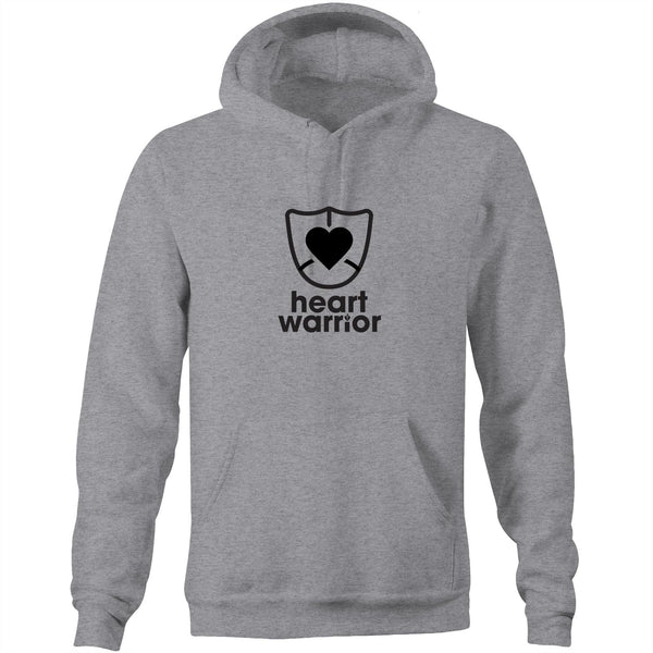 Light grey marle Heart Foundation unisex hoodie featuring heart warrior design in black print