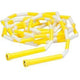 Coiled skipping rope, 4.9 metre, white and yellow beaded cord, yellow handles