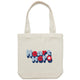 Heart Foundation  cream canvas tote bag with vintage look Heart hero text in red and blue print. on the front