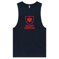 Navy Heart Foundation mens tank with heart warrior design in red print.