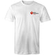 Heart Foundation Walking program mens/unisex white T-Shirt with red/black logo left chest.