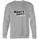 Light grey marle Heart Foundation unisex sweatshirtfeaturing Heart hero design in black/white print.